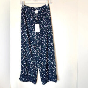 Foxiedox | Women's Navy Blue Floral Printed Wide Leg High Waisted Pants Size 2